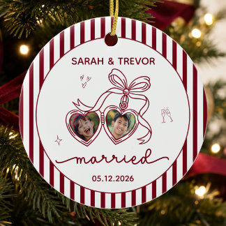 私たちの初クリスマス 結婚記念 写真入りギフト セラミックオーナメント