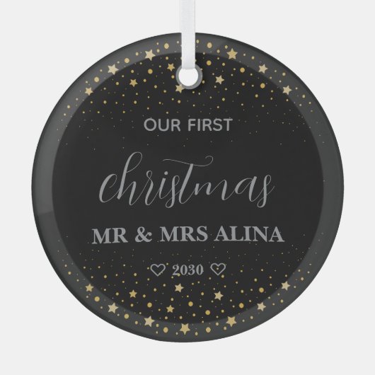 私たちの初クリスマス 結婚 ガラスオーナメント (正面)