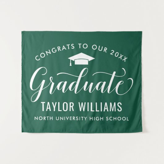 私たちの卒業生グリーン卒業おめでとう タペストリー (正面(横))