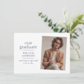 私たちの卒業生 ネイビーブルーの写真のお知らせ 招待状 (スタンド正面)