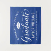 私たちの卒業生 ブルー 卒業おめでとう タペストリー (正面)