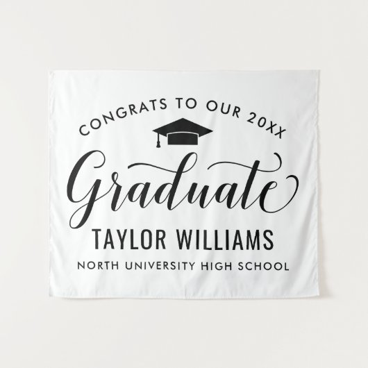 私たちの卒業生 ホワイト 卒業式おめでとう タペストリー (正面(横))