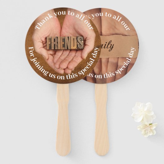 私たちの友人と家族のファンに感謝 ハンドファン (正面&裏面)