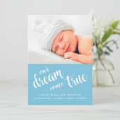 私たちの夢来真の写真スイートブルーボーイ誕生 案内状 (スタンド正面)