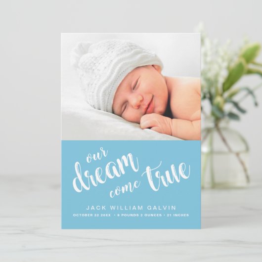 私たちの夢来真の写真スイートブルーボーイ誕生 案内状 (スタンド正面)