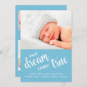 私たちの夢来真の写真スイートブルーボーイ誕生 案内状 (正面/裏面)