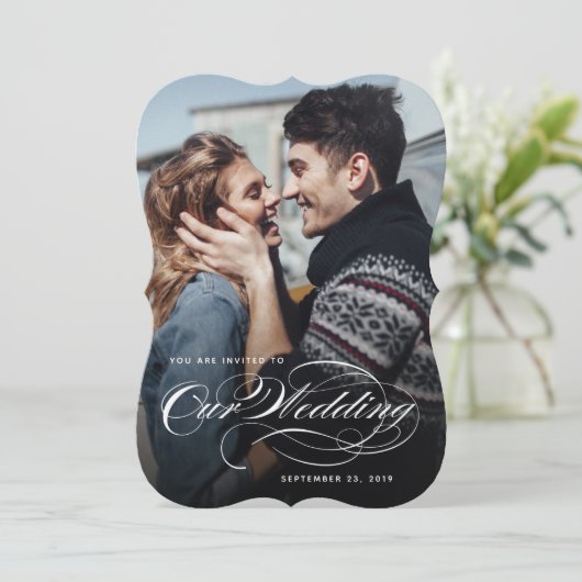 私たちの大きな写真結婚式招待状 招待状 (スタンド正面)