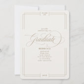 私たちの大学院クラシックのスクリプト金ゴールドの卒業 案内状 (正面)