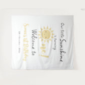 私たちの太陽の光が、かわいい誕生日の背景を次々に変える タペストリー (正面(横))