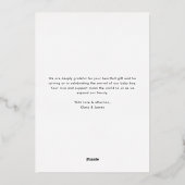 私たちの奇跡の現代的な写真 赤ちゃんの誕生 箔シーズンカード (裏面)