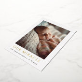 私たちの奇跡の現代的な写真 赤ちゃんの誕生 箔シーズンカード (回転した状態)
