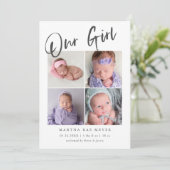 私たちの女の子ベビーフォトコラージュ誕生 案内状 (スタンド正面)