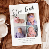 私たちの女の子ベビーフォトコラージュ誕生 案内状