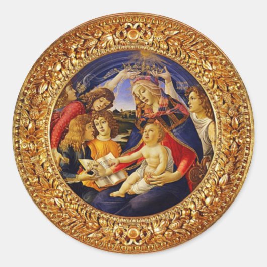 私たちの女性のヴァージンメアリーピシャットステッカー ラウンドシール (正面)