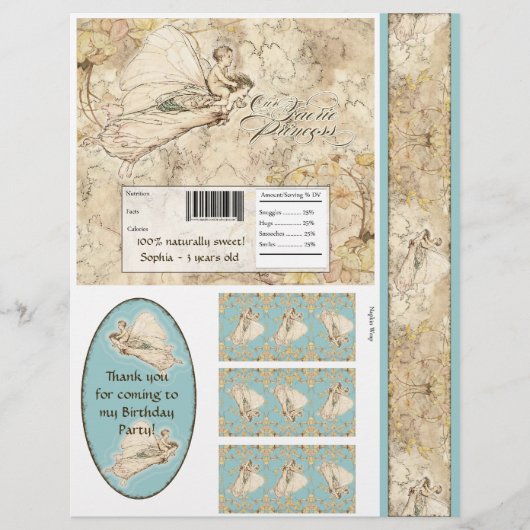 私たちの妖精の国プリンセス、ガール誕生日キャンディーラッパー チラシ (正面)