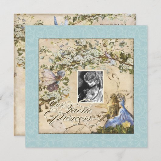 私たちの妖精の国プリンセス、ベビーガールシャワー招待状 招待状 (正面/裏面)