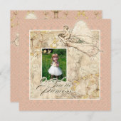 私たちの妖精の国プリンセス、ベビーガールバースデーパーティー 招待状 (正面/裏面)