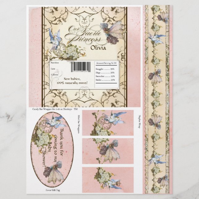 私たちの妖精の国プリンセス、ベビーシャワーキャンディーラッパー (正面)