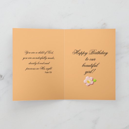 私たちの娘にアフリカの女の子のカスタマイズ可能な誕生日 カード (内部)