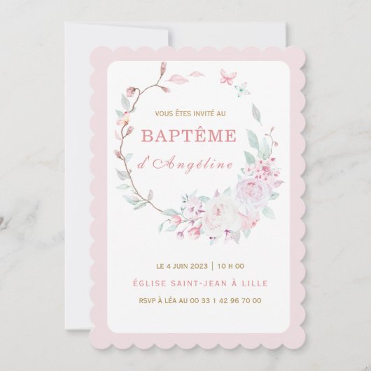 私たちの娘の洗礼への招待です 招待状 (正面)