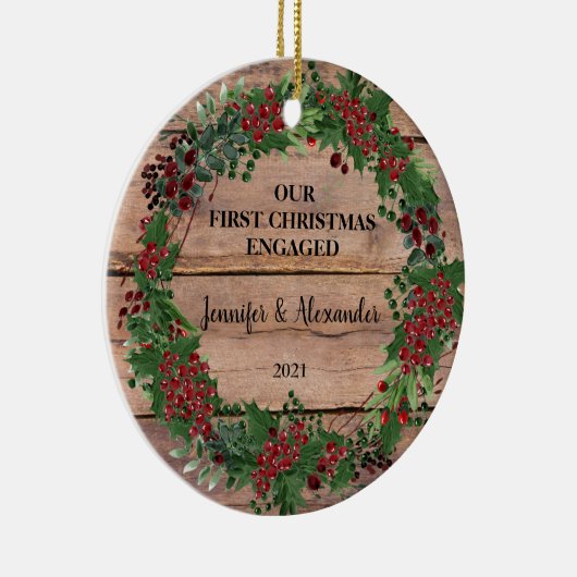 私たちの婚約した初めてのクリスマスは木の果実に セラミックオーナメント (右)