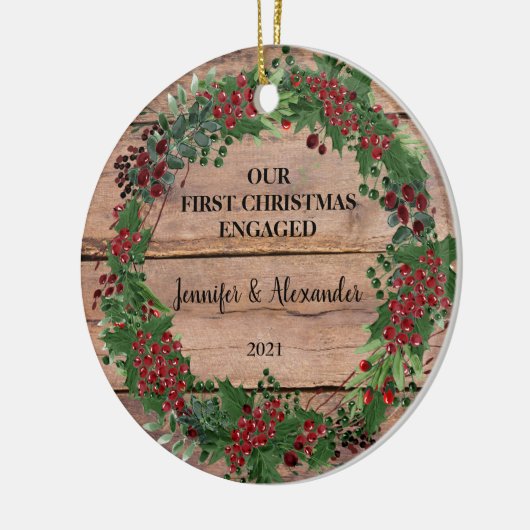 私たちの婚約した初めてのクリスマスは木の果実に セラミックオーナメント (左)