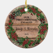 私たちの婚約した初めてのクリスマスは木の果実に セラミックオーナメント (裏面)