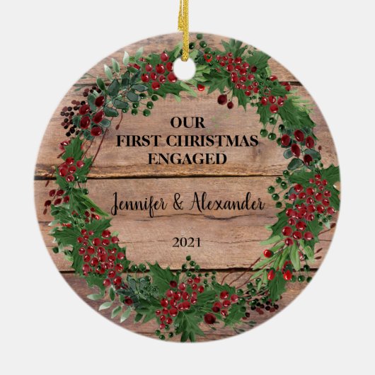 私たちの婚約した初めてのクリスマスは木の果実に セラミックオーナメント (裏面)