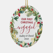 私たちの婚約した初めてのクリスマスエレガントカップル1st セラミックオーナメント (右)