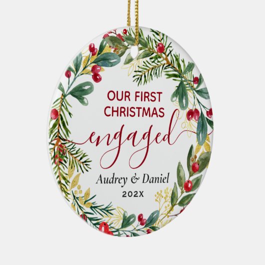 私たちの婚約した初めてのクリスマスエレガントカップル1st セラミックオーナメント (右)