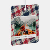 私たちの婚約した初めてのクリスマスモダンは2枚の写真を掲載 メタルオーナメント (正面右)