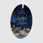私たちの婚約した初めてのクリスマス素朴フォトナイトスカイ オーナメント (正面)