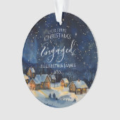 私たちの婚約した初めてのクリスマス素朴フォトナイトスカイ オーナメント (正面)