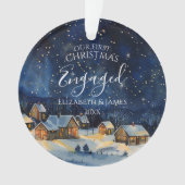 私たちの婚約した初めてのクリスマス素朴フォトナイトスカイ オーナメント (正面)