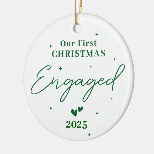 私たちの婚約した初めてのクリスマス2025 - パーソナライズされた セラミックオーナメント (左)