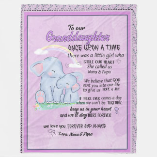 私たちの孫娘にあなたを永遠に愛する象眼 フリースブランケット