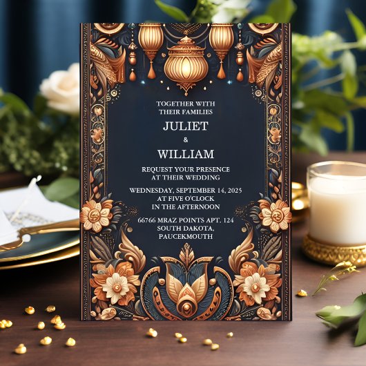 私たちの宮殿 ヒンディー ヘンナ メーンディ インドスタイルの結婚式 招待状