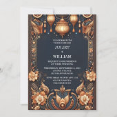 私たちの宮殿 ヒンディー ヘンナ メーンディ インドスタイルの結婚式 招待状 (正面)