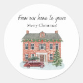 私たちの家からあなたのメリークリスマスステッカーへ ラウンドシール (正面)