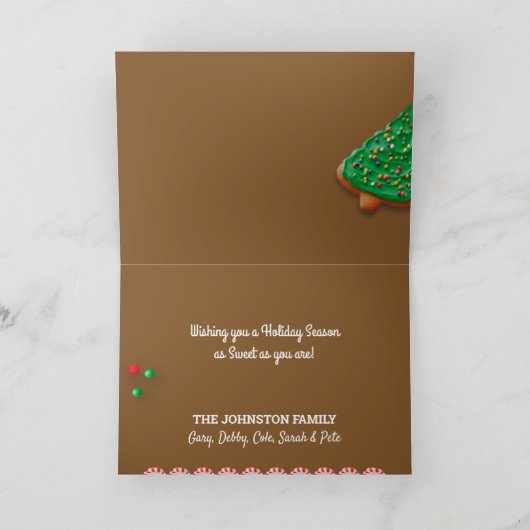 私たちの家からあなたの休日までジンジャーブレッドハウス カード (内部)