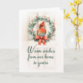 私たちの家からあなたの休日(鳥)ショウジョウコウカンチョウリース カード (黄色い花)