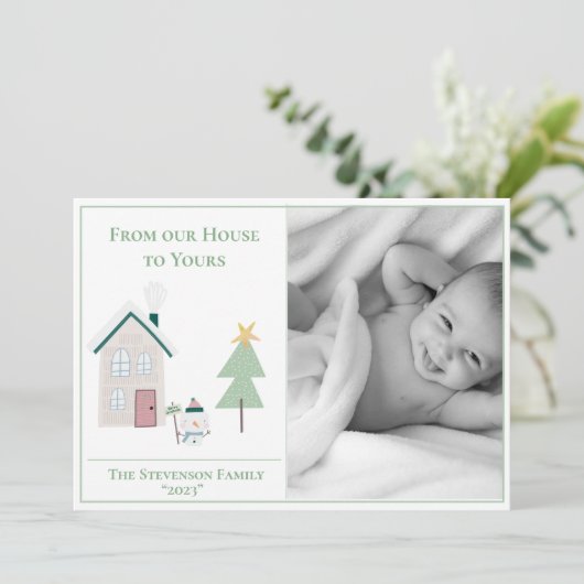 私たちの家からあなたの写真クリスマス シーズンカード (スタンド正面)