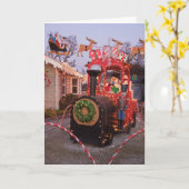 私たちの家からあなたの家へのクリスマストレイン カード (黄色い花)