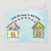 私たちの家からあなたの家への愛とおもしろいスケッチ ポストカード (正面)