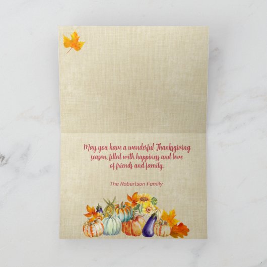 私たちの家からあなたの家へ - 感謝祭の喜び シーズンカード (内部)