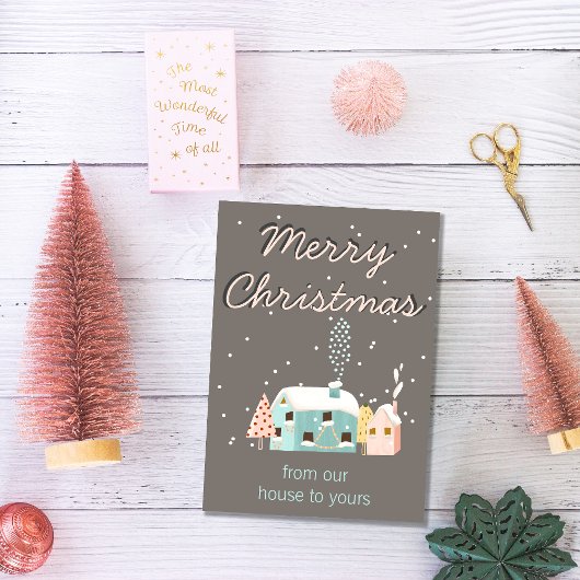 私たちの家からあなたの家へ、現代的なクリスマスカード カード