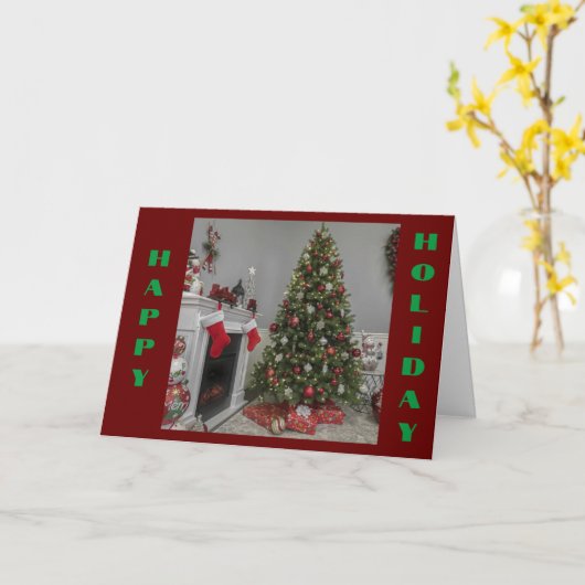 **私たちの家からあなたの家まで幸せな休日** カード (黄色い花)