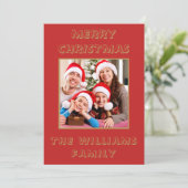 私たちの家からあなたの赤と金ゴールドのクリスマスフォト シーズンカード (スタンド正面)