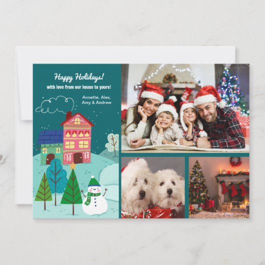私たちの家からあなたの3写真のホリデーカードに シーズンカード (正面)