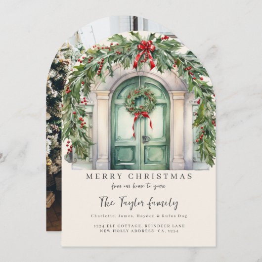 私たちの家からクリスマスホリデーカード 招待状 (正面/裏面)